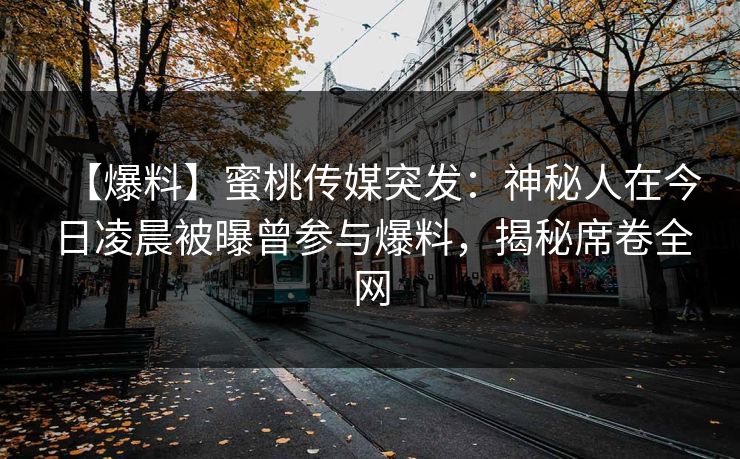 【爆料】蜜桃传媒突发：神秘人在今日凌晨被曝曾参与爆料，揭秘席卷全网