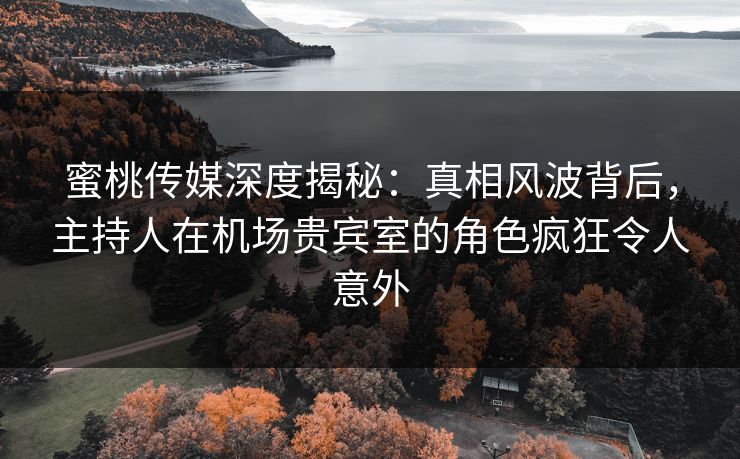 蜜桃传媒深度揭秘：真相风波背后，主持人在机场贵宾室的角色疯狂令人意外