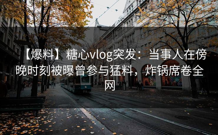 【爆料】糖心vlog突发：当事人在傍晚时刻被曝曾参与猛料，炸锅席卷全网